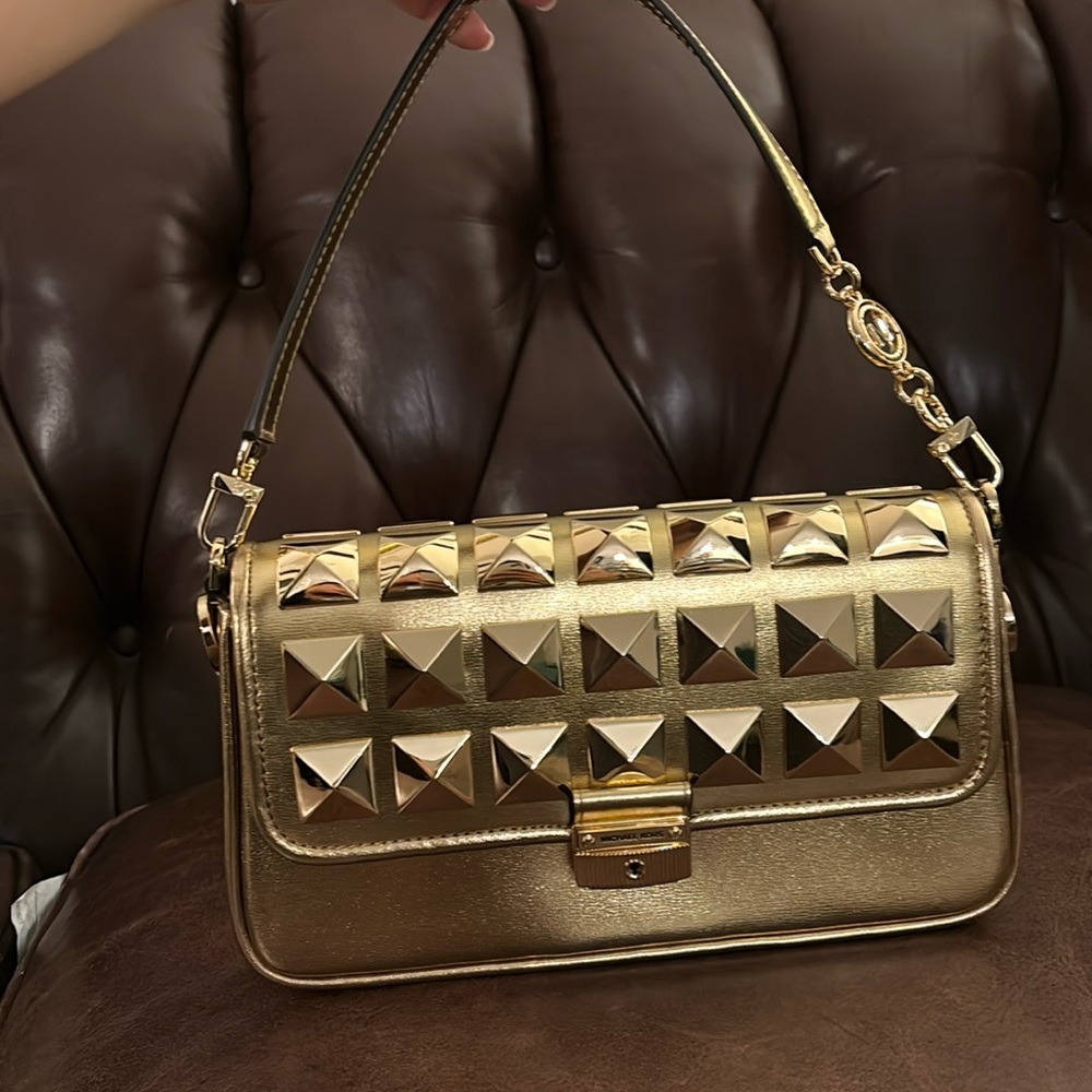 Michael Kors Gold leather Bradshaw  - studded bag- perfect for holidays